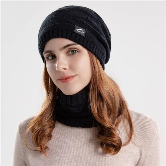 Winter Beanie Hat Scarf Touchscreen Glove Set for Men Women,Slouchy Knit Ski Cap - Picture 3 of 8